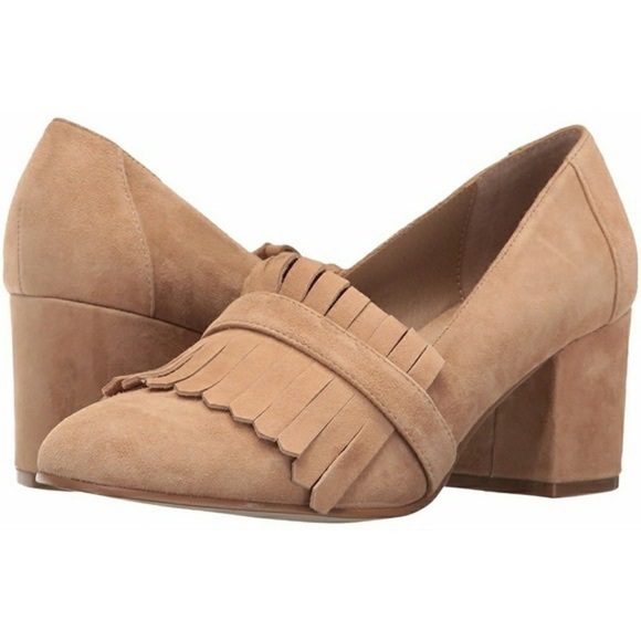 STEVE MADDEN 90s Camel Beige Suede Leather Chunky Block Heel Tassel Loafer 10 - Picture 1 of 11